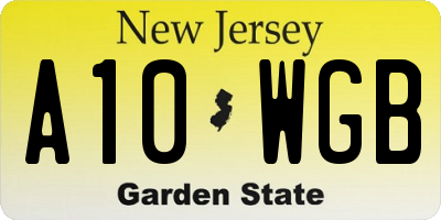 NJ license plate A10WGB