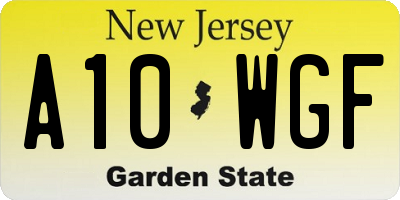 NJ license plate A10WGF