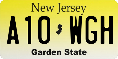 NJ license plate A10WGH