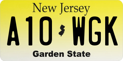 NJ license plate A10WGK