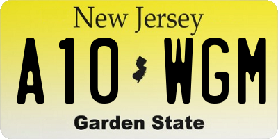 NJ license plate A10WGM