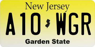 NJ license plate A10WGR