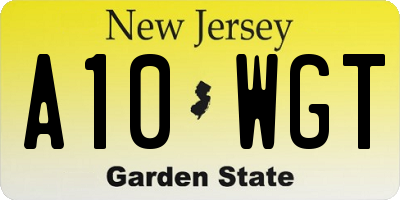 NJ license plate A10WGT