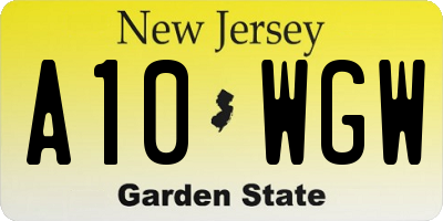 NJ license plate A10WGW