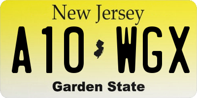 NJ license plate A10WGX