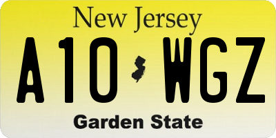 NJ license plate A10WGZ