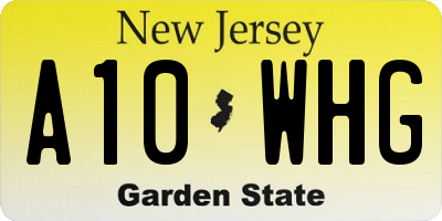 NJ license plate A10WHG