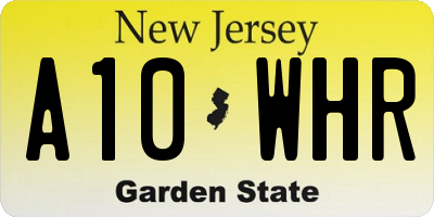 NJ license plate A10WHR