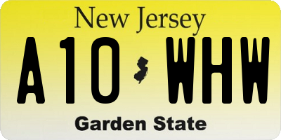 NJ license plate A10WHW