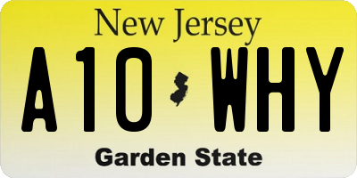 NJ license plate A10WHY