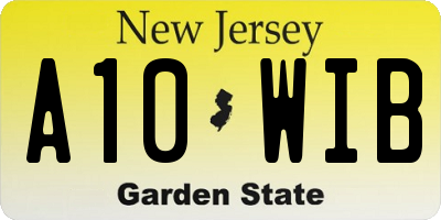 NJ license plate A10WIB