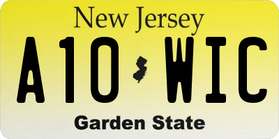 NJ license plate A10WIC