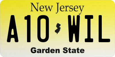 NJ license plate A10WIL