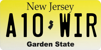 NJ license plate A10WIR