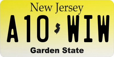 NJ license plate A10WIW