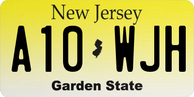 NJ license plate A10WJH