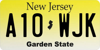 NJ license plate A10WJK