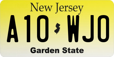 NJ license plate A10WJO