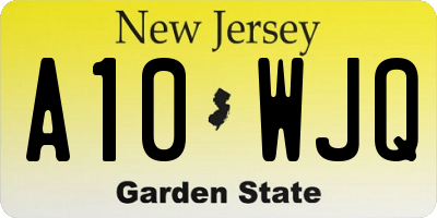 NJ license plate A10WJQ