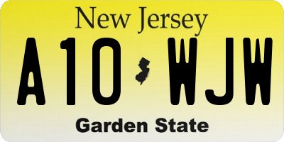 NJ license plate A10WJW