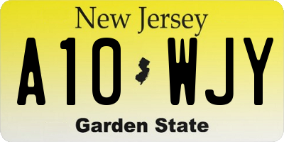 NJ license plate A10WJY