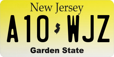 NJ license plate A10WJZ