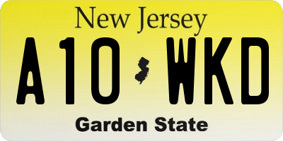 NJ license plate A10WKD