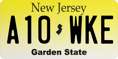 NJ license plate A10WKE