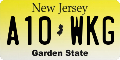 NJ license plate A10WKG