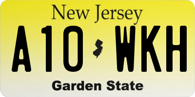 NJ license plate A10WKH