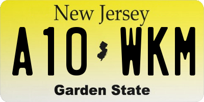 NJ license plate A10WKM