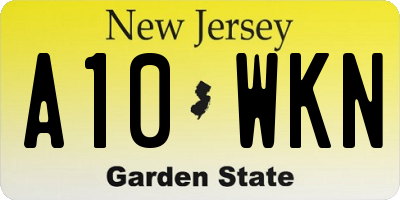 NJ license plate A10WKN