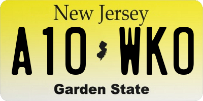 NJ license plate A10WKO