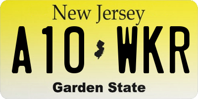 NJ license plate A10WKR