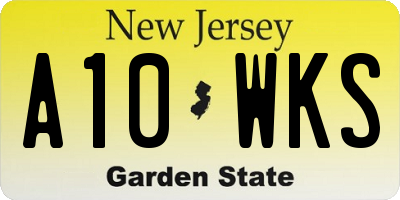 NJ license plate A10WKS