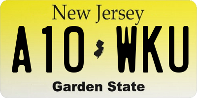 NJ license plate A10WKU