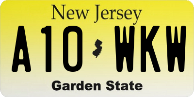 NJ license plate A10WKW