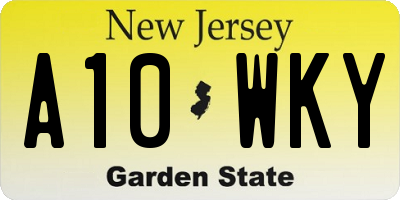 NJ license plate A10WKY