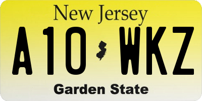 NJ license plate A10WKZ