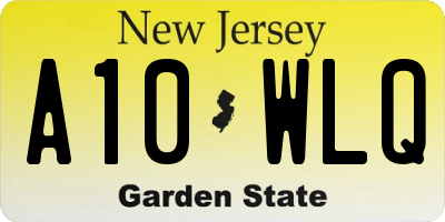 NJ license plate A10WLQ