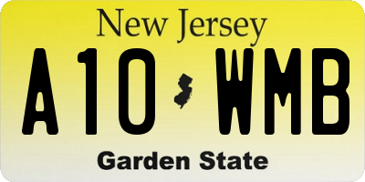 NJ license plate A10WMB