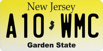 NJ license plate A10WMC