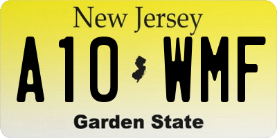 NJ license plate A10WMF