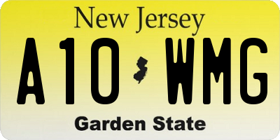 NJ license plate A10WMG