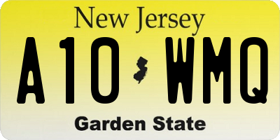 NJ license plate A10WMQ