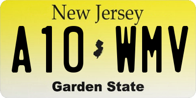 NJ license plate A10WMV