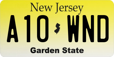 NJ license plate A10WND