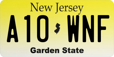 NJ license plate A10WNF