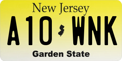 NJ license plate A10WNK