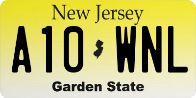 NJ license plate A10WNL